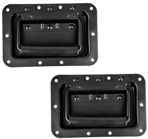 Adam Hall 2 x 3408BLK Gefederter Klappgriff ECO 154 x 101 mm in Schale/Einbauschale, Stahl schwarz Kistengriff Boxengriff Tragegriff Case Griff PA Flightcase