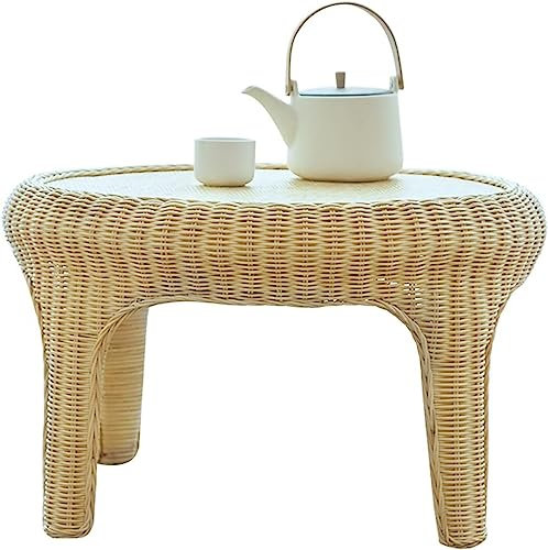 EYPKPL modern abstelltisch Couchtisch, runder Rattan-Beistelltisch, Nachttisch, Mitteltisch, kreativer Sofatisch, handgefertigter Akzenttisch, moderner Beistelltisch Leicht zu bewegen