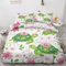 zcwl Schildkröte Blumen Bettwäsche 135x200 Sommer, Kinder Mädchen Bettbezug Set 2 teilig, Weiche Kuschelige Mikrofaser Bettwäsche-Sets, Wendebettwäsche und 1 Kissenbezug 80x80 mit Reißverschluss