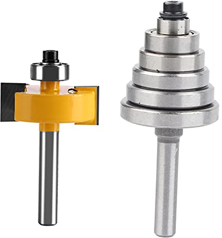 1/2H - 1/4 Shank Rabbet Router Bit Carbide Tipped Rabbeting Router Bit with 7 Bearings Set for Wood Particle Board Plywood