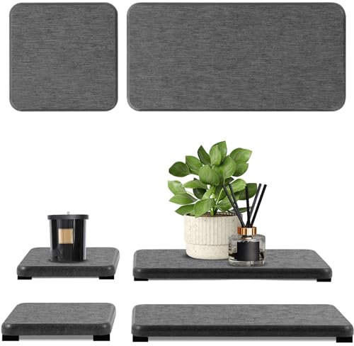 Lot de 4 plateaux en pierre absorbant l'eau, plateau d'évier en pierre de diatomite à séchage rapide, dessous de verre en pierre absorbant l'eau pour comptoir de salle de bain, porte-savon de cuisine,