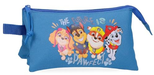 Joumma Paw Patrol The Playful Outdoors Federmäppchen mit 3 Fächern, Blau, 22 x 12 x 5 cm, Polyester, 1,32 l, blau, Talla única, Dreifachmäppchen