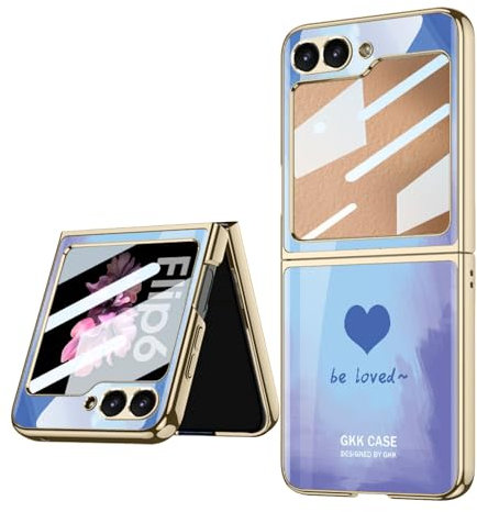 COQUE Funda Galaxy Z Flip 6 5G, Carcasa para teléfono móvil Pintada Brillante de Cristal ultradelgada 9H, Funda Plegable para Samsung Galaxy Z Flip 6 5G-Amar 4