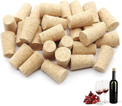 40-Pack Natural Corks - Eco-Friendly Wine Bottle Corks for Crafting, DIY Projects, and Sealing, Fits Standard Bottles