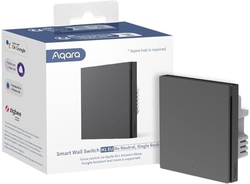 Aqara Smart Wall Switch H1 EU - Interruptor individual inteligente, Zigbee 3.0, sin cable neutro, color gris