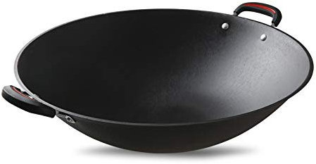 OQHAIR Padelle, Padella in Ferro Antiaderente Ultra Resistente Stufa a Gas Wok Resistente ai Graffi Wok Antiaderente Non Rivestito, Resistente al Calore,41CM (38cm)