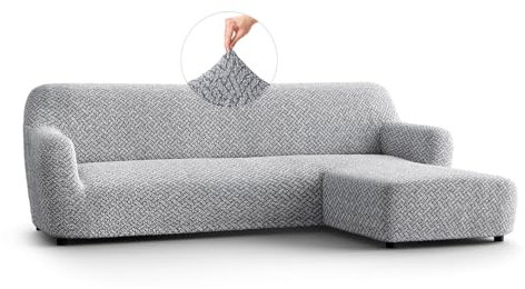 PAULATO - Bezug für Sofas mit rechter Halbinsel, Sofabezug Ecksofa L Form Stretch Mikrofaser, kratzfestes und maschinenwaschbares Gewebe, WavyTech-Technologie, Made in Italy - Venezia Grau