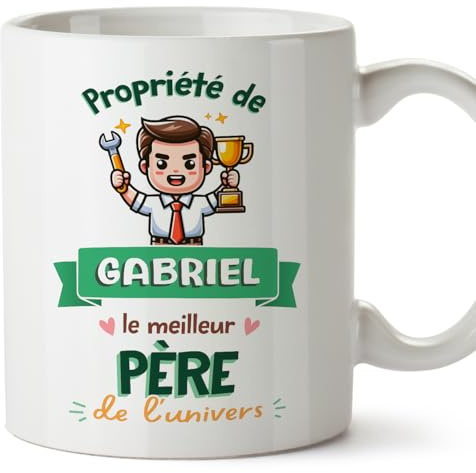 Mugffins Tasses Personnalisables pour PÈRE/PAPA - En Français - Cadeau Personalisé- Propriété de - 11 oz / 330 ml