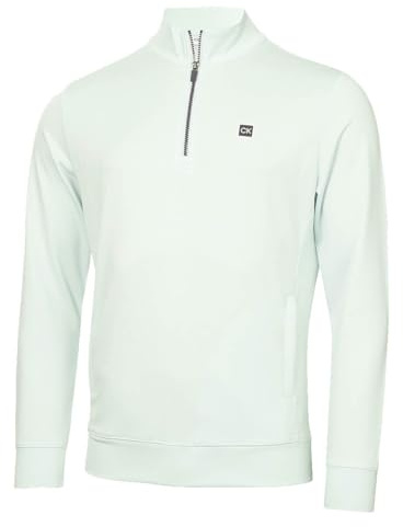 Calvin Klein Mens Concord Half Zip Stretch Soft Sweater - Light Jade - XL