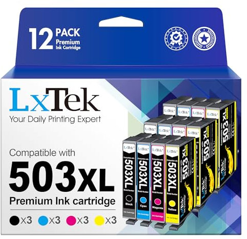 LxTek 503XL Kompatible Druckerpatronen für 503 503XL Multipack für Expression XP-5200 XP-5205 XP5200 XP5205, Workforce WF-2960DWF WF-2965DWF WF-2960 WF-2965(3Schwarz, 3Cyan, 3Magenta, 3Gelb, 12-Pack)