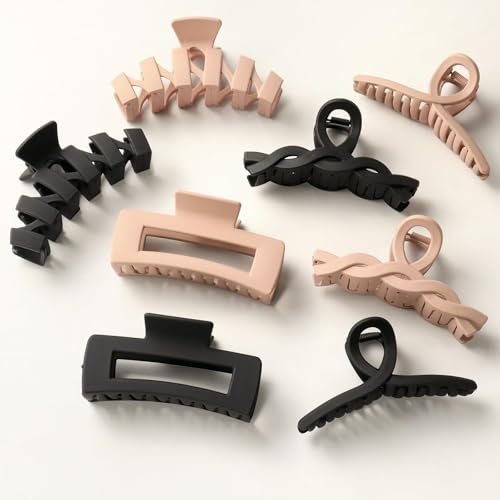 Kavya Pinzas Pelo Mujer, 8 Piezas Pinzas de Pelo Plástico Pinzas Para el Pelo Antideslizante 4 Estilos Hair Clips Moda Accesorios Mujer Adecuado para Grueso y Fino(Negro Marrón)