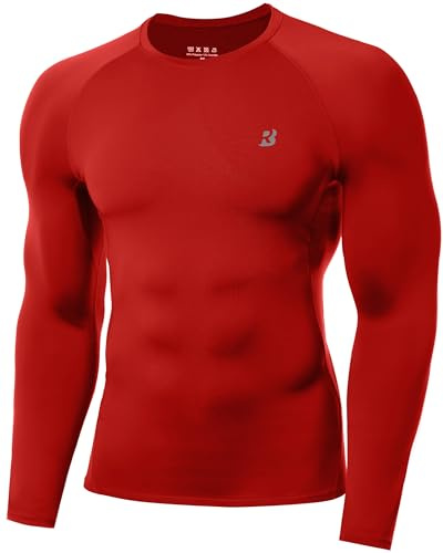 Roadbox Men's Compression Top, Long Sleeve Running Base Layer, Quick-Drying | Lightweight, breathable, moisture-wicking, 4-way stretch, soft-touch fabric, gym, cycling, football, BJJ, travel, rugby, yoga