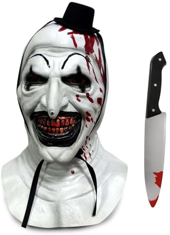 nezababy Art The Clown Maschera Terrificante Clown Accessori spaventoso Killer Gioco di ruolo Copricapo Halloween Cosplay Prop (Terrifier Mask-A+)