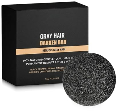 Gray Hair Reverse Bar, Grau Glanz Seife, Schwarze Seife Zum Abdecken Grauer Haare,Natürliches Schwarze Seife für die gründliche Reinigung der Haare Für Männer Und Frauen,Für Befeuchtendes Haar