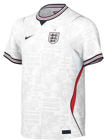NIKE Angleterre Enfants 13/15 Ans – England National Team Football Jersey – WM 2026 Euro Fan Jersey NK Dri-FIT Stadium Home Maillot, White/Speed Red/Obsidian/Obsid
