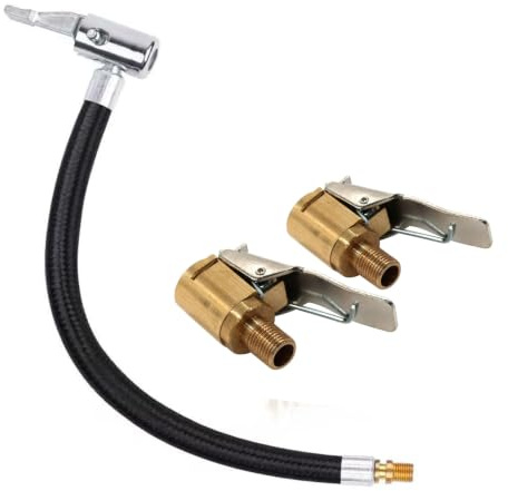 Anhoer Ventilverlängerung Set Reifenfüllschlauch Adapter 20cm Messing | Autoventil Adapter mit 2 Stück 8mm Autoventil Hebelstecker für Auto Fahrrad Motorrad Kompressor