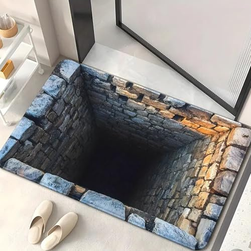 acsewater Fußmatte für den Innen- und Außenbereich, optische Täuschung, lustiger 3D-Teppich, kreative personalisierte Fußmatte, waschbare Bodenmatte mit Wirbel-Illusion