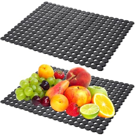 Dulynva 2 Stück Spülbeckeneinlage 40x30 cm Spülbeckenmatte Spülmatte für Spülbecken Schutzmatte PVC Schnell Ablaufend Waschbecken Einlage für Protektoren Küchenspüle (Schwarz)