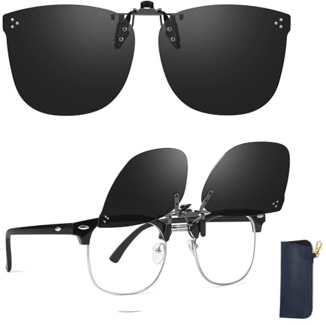 TJUTR Clip-on-solglasögon för män kvinnor, polariserade flip-up-körglasögon med HD-vision och bländskydd, UV400-skydd över receptbelagda glasögon