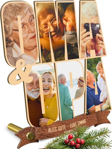 Oma und Opa Geschenk personalisiert - Fotogeschenk aus Holz - Geschenke für Großeltern, Geschenk Oma & Opa, Schriftzughalter, Geschenke für Großeltern zum Geburtstag, Oma&Opa Geschenkidee Weihnachten
