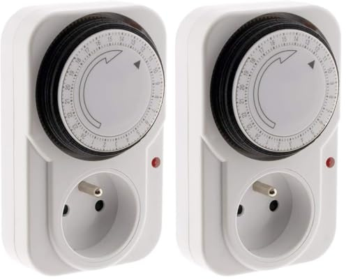 Otio Programmateur journalier mécanique + Voyant 3500W (Lot de 2)