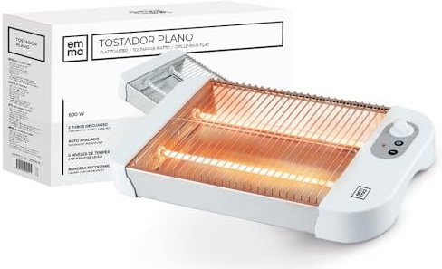 EMMA Tostador Plano Blanco 600W, 35x21x6 cm