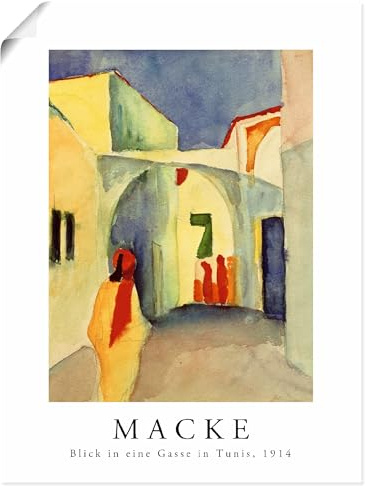 ARTLAND Wanddeko Poster & Kunstdrucke Wandposter 60x80 cm August Macke Blick in eine Gasse in Tunis berühmtes Gemälde Klassische Moderne Expressionismus U6DY
