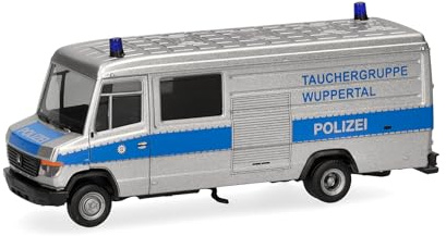 Herpa LKW Modell Mercedes-Benz T2 Vario Kasten Polizei Tauchergruppe Wuppertal, Miniatur im Maßstab 1:87, Sammlerstück, Made in Germany, Kunststoff