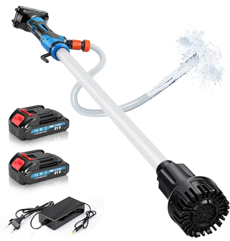 Akku Regenfasspumpe Wasserpumpe mit 2xAkkus, Max. 3000 L/h, 10m Förderhöhe