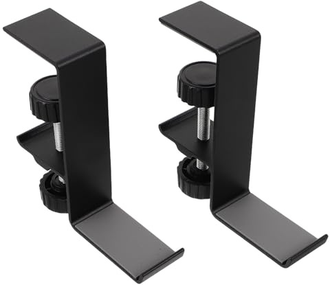 BIUDECO Metal Headphone Stand Desk 2pcs Adjustable Detachable Hook Clamp-On Holder for Any Room and Office