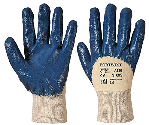 Portwest A330 Handschuhe Leicht Funktionen zum Schutz Schnittfest Baumwolle | Marine, XL, EN 388 (4121X), EN ISO 21420 Fingerfertigkeit 5, Hohe Fingerfertigkeit, Bau, Mechaniker