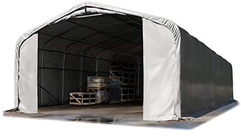 TOOLPORT Lagerzelt 6x12 m Zelthalle Unterstand / 2,6 m Seitenhöhe PRIMEtex PVC Plane 2300 N grau mit Statik
