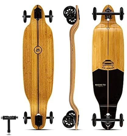 Glider Collection Skateboard Longboard de qualité supérieure 101,6 x 23,5 cm Grandes Roues de 100 mm Plateau en Bambou avec Noyau en érable Dur | Cruiser Carver | Entièrement assemblé | Homme, Femme,