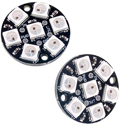 2 Stück 7 Bits WS2812 5050 RGB LED Ring Lampe 5050 LED Ring Bühnenlicht mit integriertem farbigen RGB-Ring-Treiber für Zuhause Beleuchtung Küche Bar Heimdekoration Bühne Geekstory