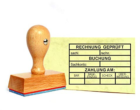 Stempel Rechnung geprüft - Tabelle Buchung Zahlung am - 60 x 40 mm