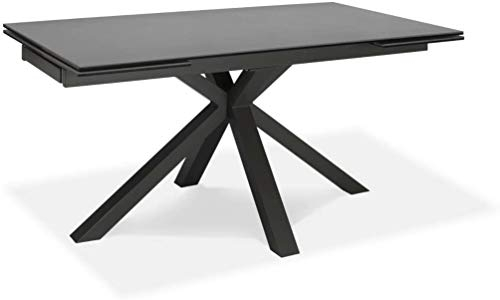 Sololed Ausziehbarer Tisch von 160 cm bis 240 cm, moderner Esstisch mit zwei Verlängerungen, Oberseite aus Keramik auf gehärtetem Glas und Beinen aus Metall (Graphitgrau)