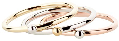 Ardeo Aurum Damenring aus 375 Gold Gelbgold bicolor Weißgold-Kugel Vorsteckring Stapelring schmal Solitär Gr. 50