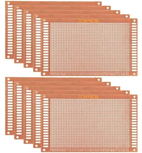 GTIWUNG 10Pcs Universal PCB Board, Single Side Prototyping Board, Prototype Board Kit, Universal Matrix Circuit Boards Perfboards for DIY Soldering and Electronic Project, 7cm x 9cm