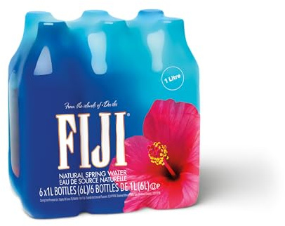 Fiji Water Fiji Natural Artesian Water, 1L (1.05 Qt Pack of 6), 1 Liter
