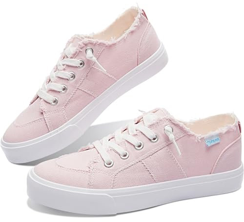 Obtaom Baskets Play Fashion pour femme - Couleur blanche délavée et léopard - Chaussures à enfiler en toile, rose, 36 EU