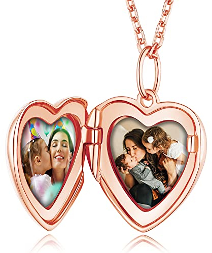 Rose Gold Locket Necklace Romantic Photo Pendant Custom Jewelry for Women Girl Mum