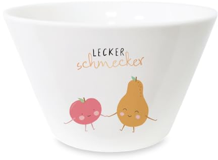 Grafik-Werkstatt Werkstatt Müsli-Schale mit 100% Echtgold Porzellan Schüssel Lecker schmecker 61560 Weiß