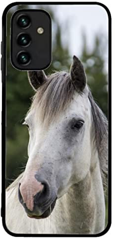 générique Coque pour Samsung Galaxy A13 4G et A13 4G Lite Coque Cheval Blanc - tête de Cheval - Coque Noire TPU Souple