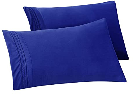 Elegant Comfort Solid Pillowcases 1500 Premium Hotel Quality Microfiber - Smooth Weave, Wrinkle and Stain Resistant, Easy Slip-On, 2-Piece Set, Standard/Queen Pillowcase, Royal Blue