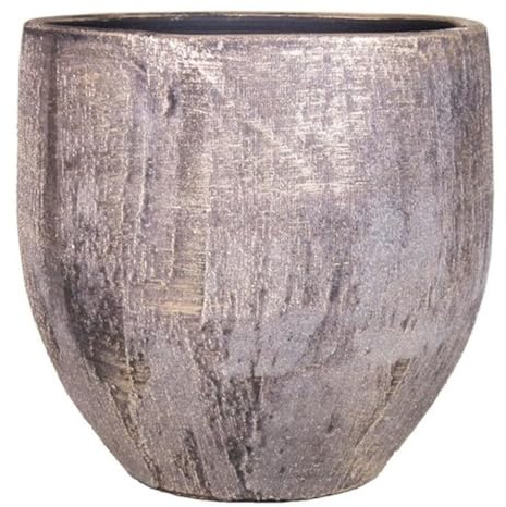 INNA-Glas Keramik Blumentopf AETIOS, Gold-braun, 34 cm, Ø 34 cm | Farbverlauf - Übertopf