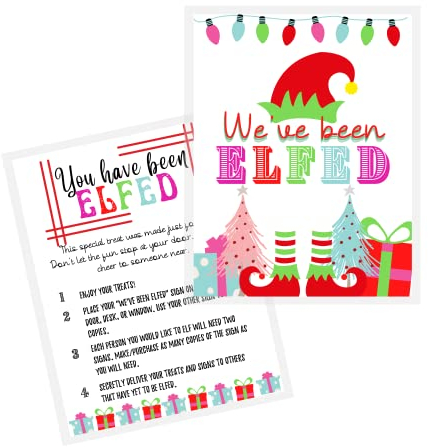 You've Been Elfed Urlaubsspielblätter,40 Stück,21.6x27.9 cm Standard-Papiergröße,Weihnachtselfen,We've Been Elfed Holiday Game North Pole Elf Hut und Elf Schuhe You've Been Booed Christmas istmas