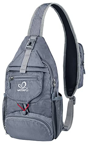 WATERFLY Brusttasche Sling Bag Klein: Faltbarer Herr Crossbody Bodybag Crossbag Slingbag Crossover Single Chest Rucksack Schultertasche Schulterrucksack Cross Body Herren Damen Reisen Wandern