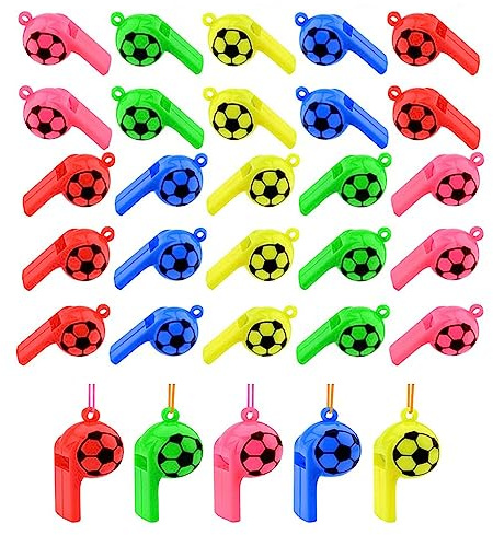 Bohue Sifflets de football en plastique coloré pour arbitre, coupe du monde, fournitures de fête pour enfants (50)