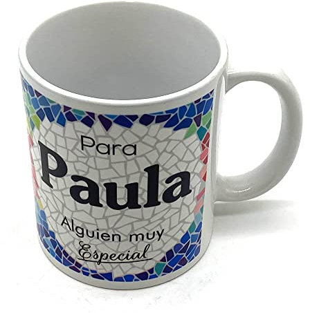 PLUS HOME Taza personalizada con nombre. Regalos personalizados con nombre y texto. Tazas con frases originales.PAULA