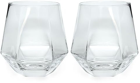 INTIRILIFE 2x Trinkglas im Hexagon Design Durchsichtig - 240 ml Füllmenge - Wasser Saft Glas Spülmaschinenfest Kristallglas stoßfest